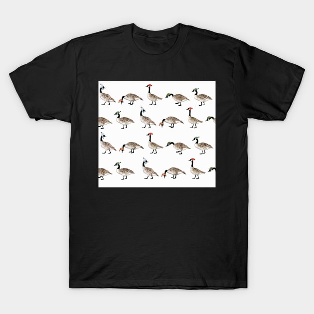 Festive Winter Geese T-Shirt by stephaniegalyon